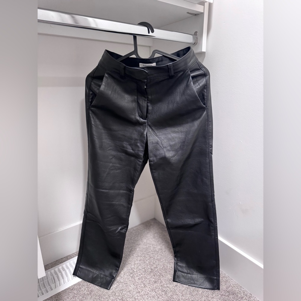 Babaton Black Leather Trousers